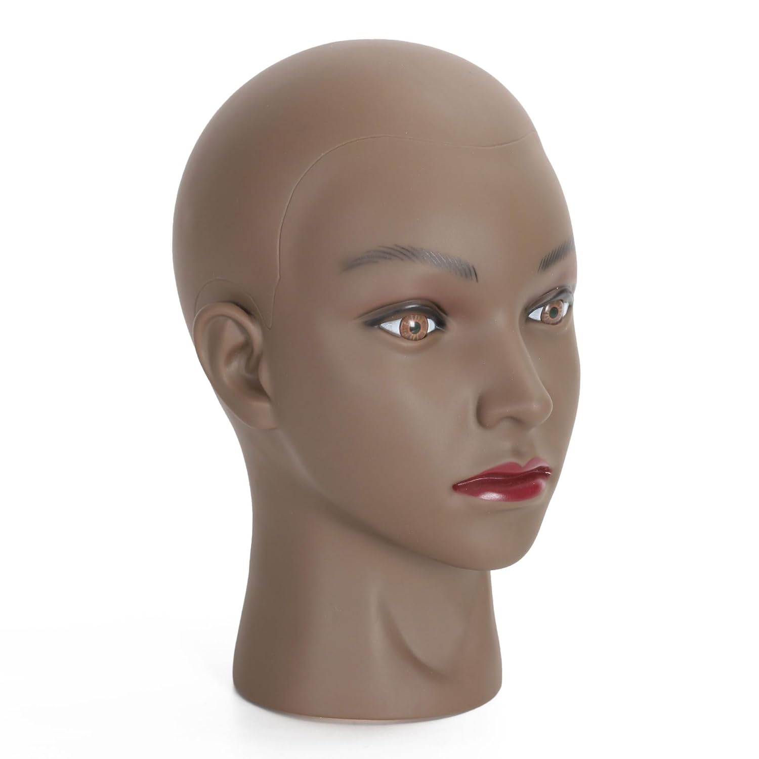 Bald Female Mannequin Head Makeup Training Head Wig Head Professional Cosmetology for Wig Making and Display Hat Helmet Glasses Display Head Model with Free Clamp Stand - Image 4