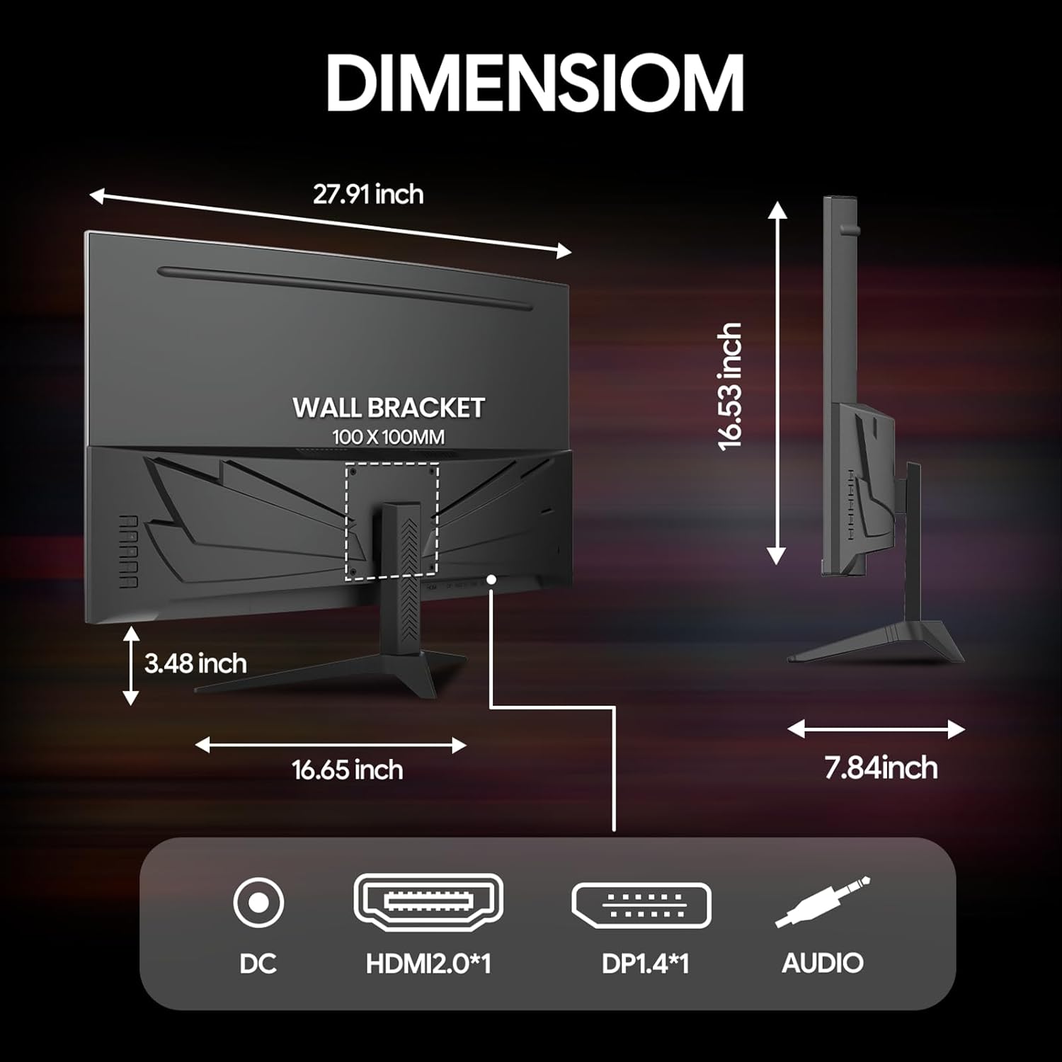 CRUA 32" Curved Gaming Monitor, 240Hz Full HD 1920×1080P VA Panel, 1800R Ultra-Wide Screen, 120% sRGB Color, AMD FreeSync, Low Blue Light, HDMI 2.0 & DP 1.4 Ports, Wall Mountable Installs-Black - Image 6
