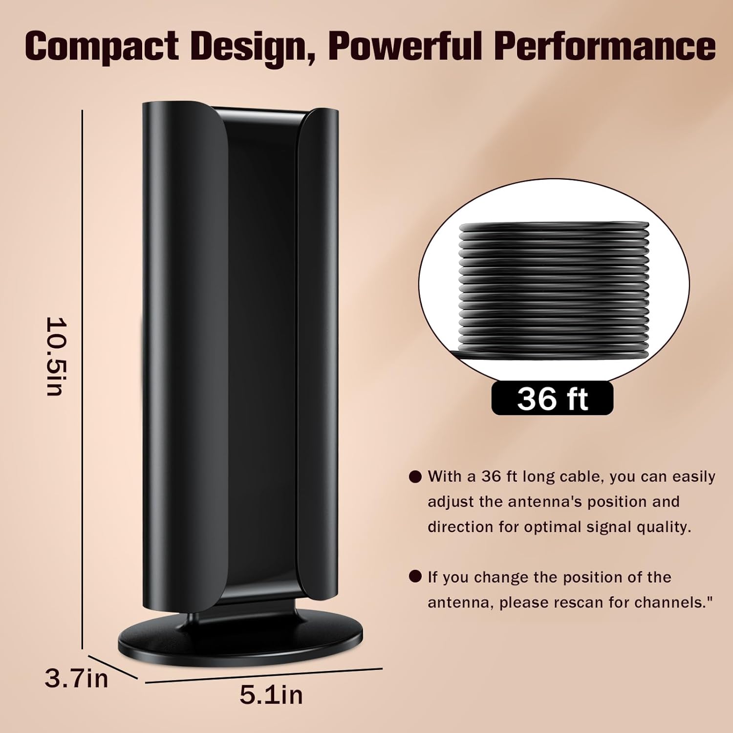 2025 Upgraded TV Antenna Indoor, 1200+ Miles Long Range Digital Antenna for Smart TV, Strongest Antenna for Local Channels, HD, Supports 4K, 8K, 1080P - Image 5