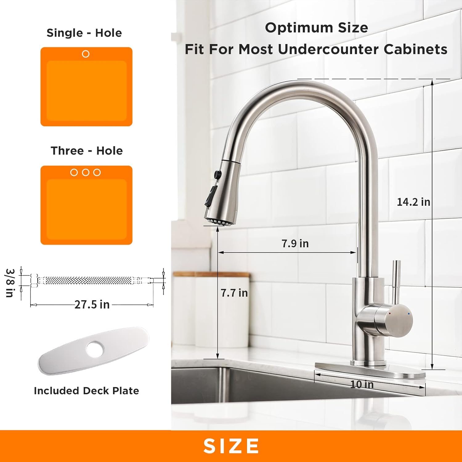 Kitchen Faucet with Pull Down Sprayer Brushed Nickel for Kitchen Sink High Arc Single Hole Deck Mount Single Handle Faucets Stainless Steel llaves para fregaderos de cocina - Image 4