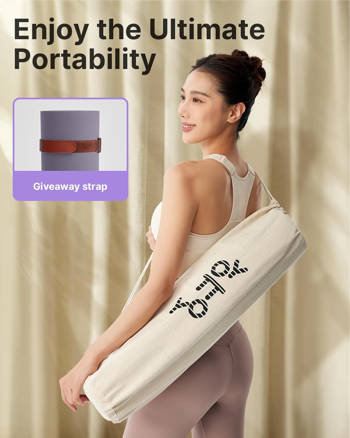 YOTTOY Yoga Mat,Non-Slip Hot Yoga Mat with Anti-Tear Design and Friendly Natural Rubber Mat with Strap and Bag - Image 8