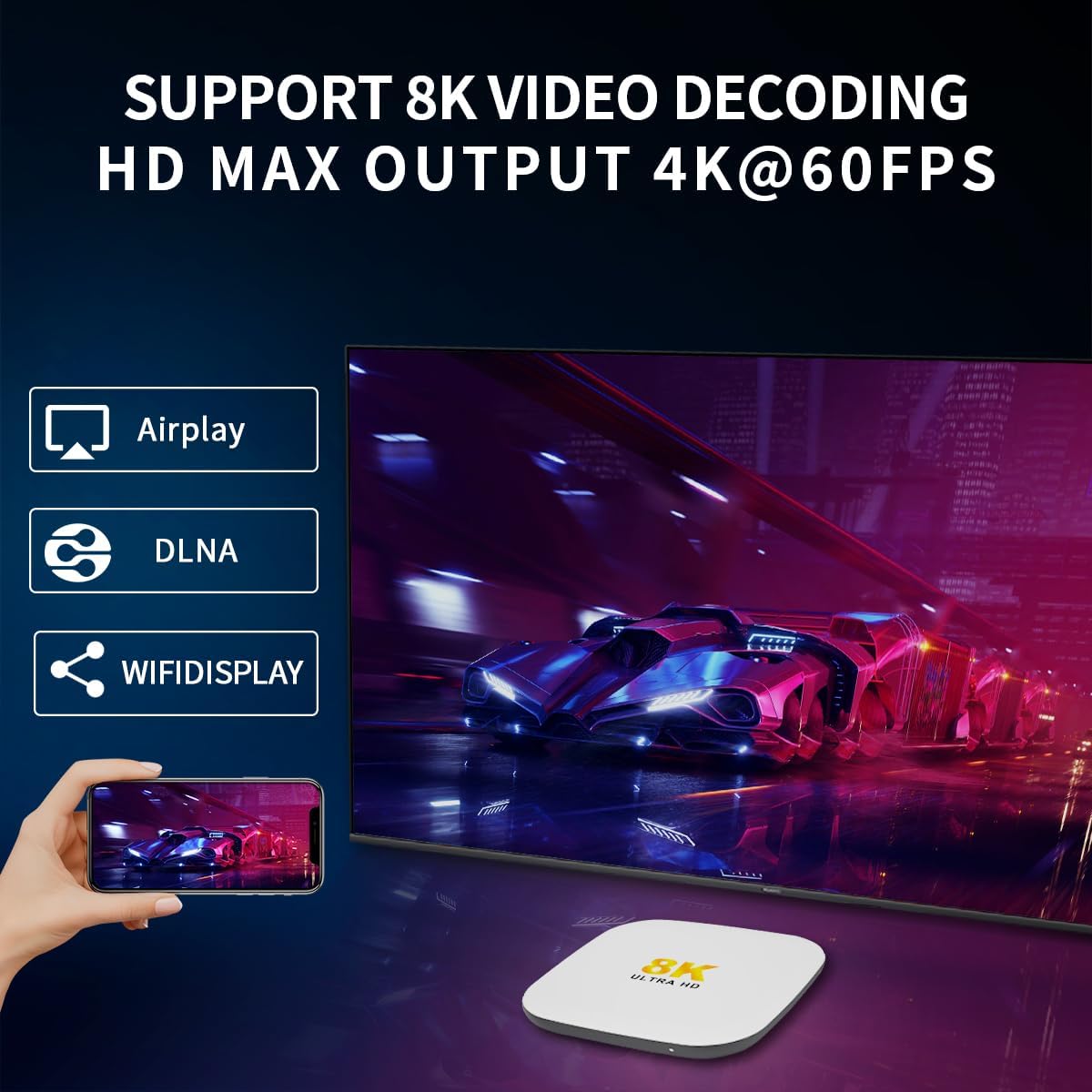 Android 14 TV Box 2025, LEFFOT M2 Plus 4K UHD Streaming Device for TV, with Google Play, Voice Remote, 2.4G&5G WiFi 6, BT 5.4, HDR10, 3D, Smart TV Box for Home TV Netflix YouTube (4GB-128GB) - Image 7