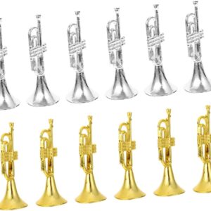 12pcs Musical Instrument Ornaments Trumpet and Horn Pendants for Christmas Tree Decoration for Holiday Decor and Festive Atmosphere