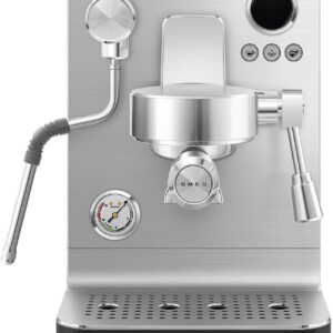 Smeg Semi-Pro Espresso Machine – 15-Bar Pump, Triple Thermoblock Heating, 58mm Filter Holder & Steam Wand – Made in Italy (Black)