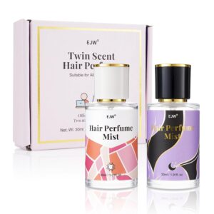 EJW Hair Perfume Set for Women – Day & Night Duo Hair Mist – Long Lasting, Clean & Nourishing Hair Perfume Spray – Alcohol-Free, Odor-Eliminating Fragrance Set – 2 x 3.4 fl oz
