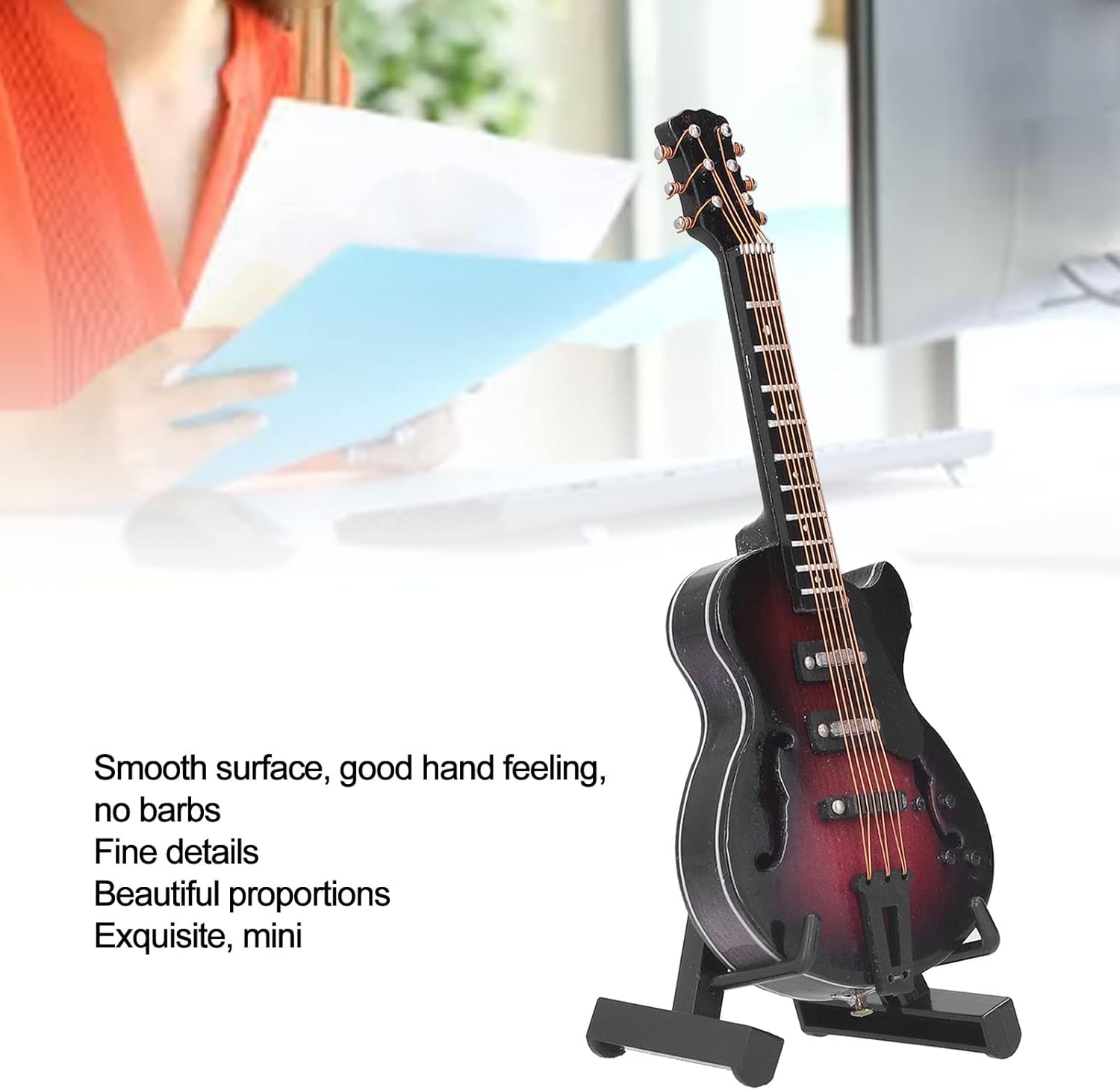 Guitar Model Mini Exquisite Musical Instrument Decorative Handicraft Ornament Mini Musical Instrument Ornaments Gifts Musical Instrument Gift Desktop Simulation for Home Office Decoration - Image 2