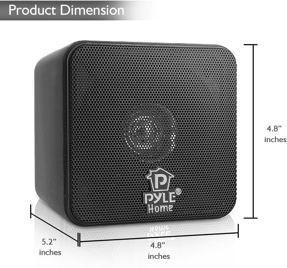 Pyle Home 4” Mini Cube Bookshelf Speakers-Paper Cone Driver, 200 Watt Power, 8 Ohm Impedance, Video Shielding, Home Theater Application and Audio Stereo Surround Sound System - 1 Pair -PCB4BK (Black) - Image 3