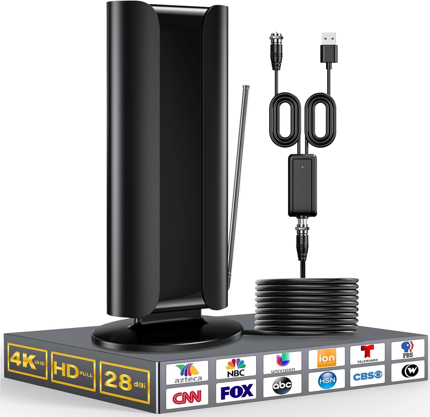 2025 Upgraded TV Antenna Indoor, 1200+ Miles Long Range Digital Antenna for Smart TV, Strongest Antenna for Local Channels, HD, Supports 4K, 8K, 1080P