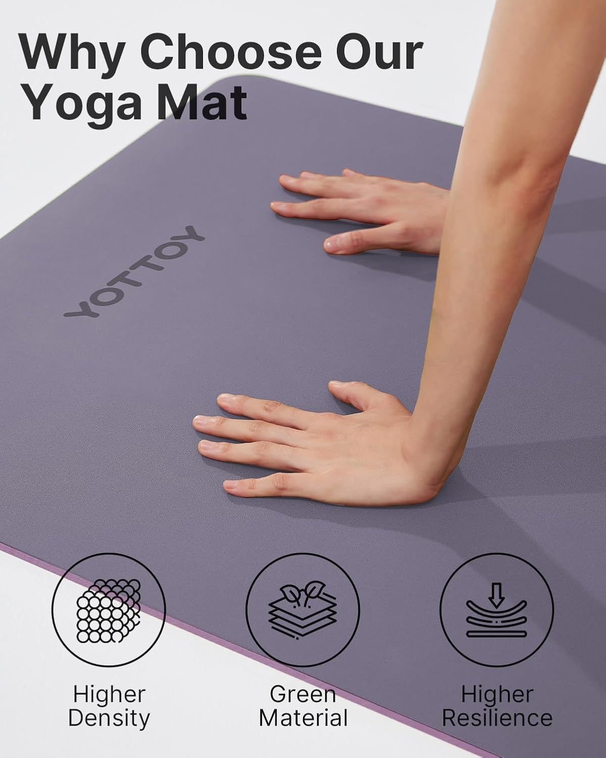 YOTTOY Yoga Mat,Non-Slip Hot Yoga Mat with Anti-Tear Design and Friendly Natural Rubber Mat with Strap and Bag - Image 7
