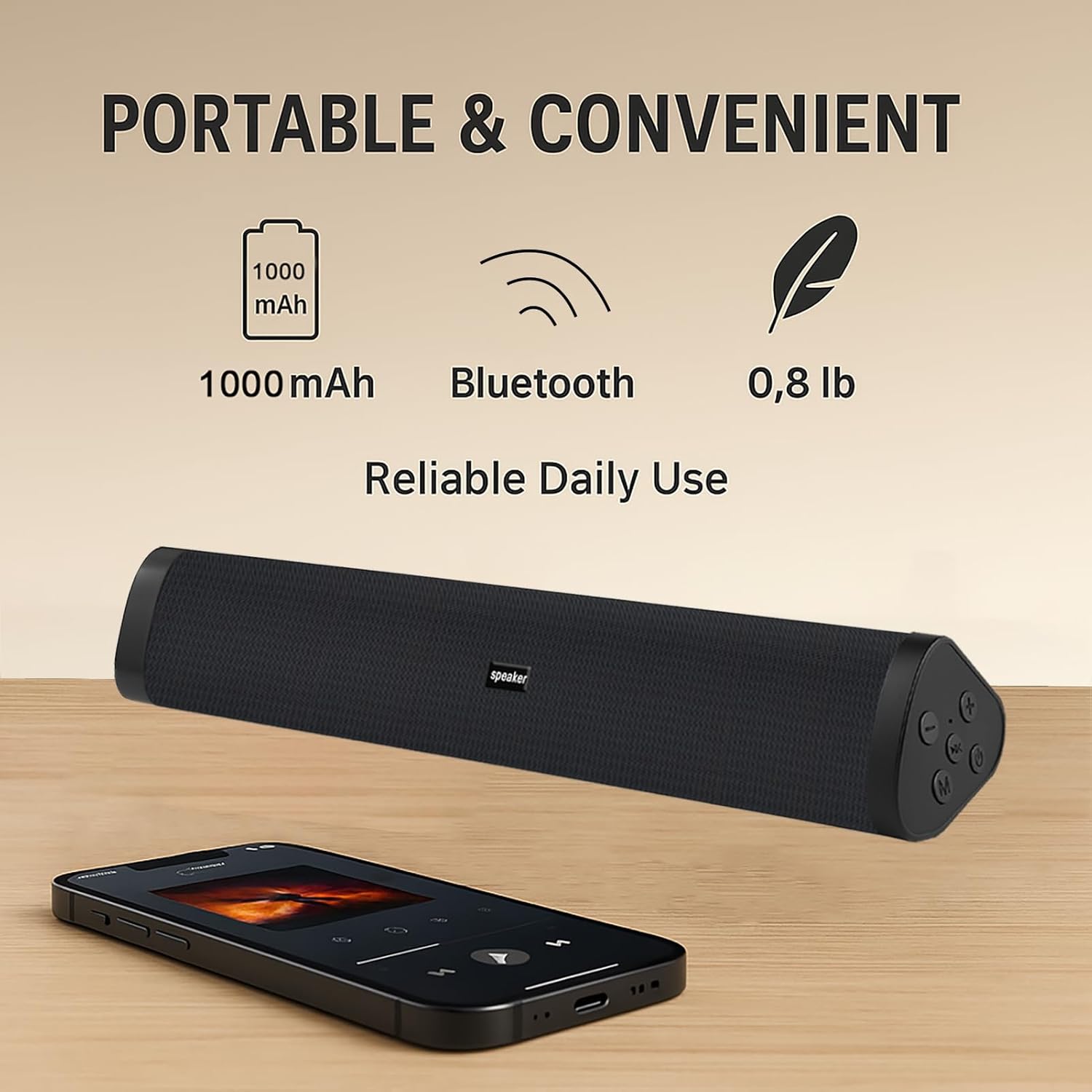 Portable Bluetooth Speaker Wireless Sound Bar, Home Theater Speaker System Compatible for PC, Laptop, Smartphones - Image 2
