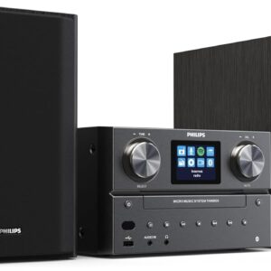 Philips Bluetooth & WiFi Stereo System for Home with CD Player, Spotify, Internet Radio, FM Radio, MP3 Playback, Crisp Highs and Rich Bass 100W, Remote Control Included