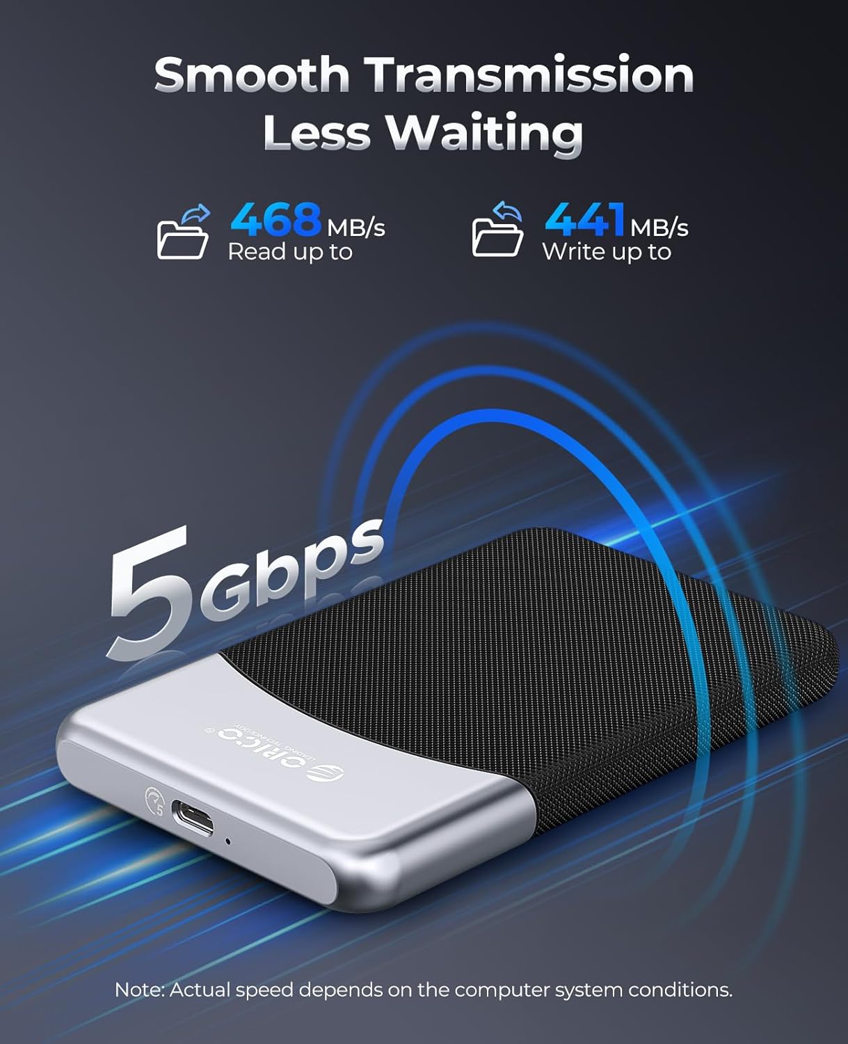 ORICO 4TB External SSD with 2 in 1 USB C Cable, Portable Solid State Drive USB 3.2 Gen 1 Up to 460MB/s, Dust and Drop Resistance, Reliable Storage for USB-C Smartphone, PC, Tablet, Labtop - M25PRO - Image 3