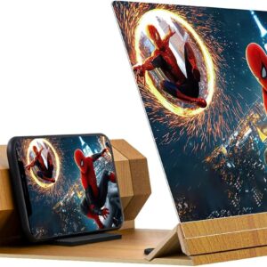 14‘’ Screen Magnifier for Smartphone, Mobile Phone 3D Magnifier Screen Expanders for Movies and Gaming Foldable Phone Stand with Screen Amplifier B1 Beige
