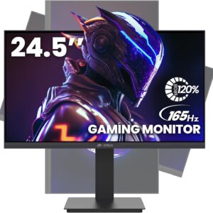 CRUA 24.5Inch Gaming Monitor 144Hz/165Hz, FHD(1920x1080P) 120% sRGB Computer Monitor, Height/Pivot/Swivel/Tilt Adjustable Vertical Monitor, Support FreeSync, DP,HDMI, Wall Mount (75mmX75mm)