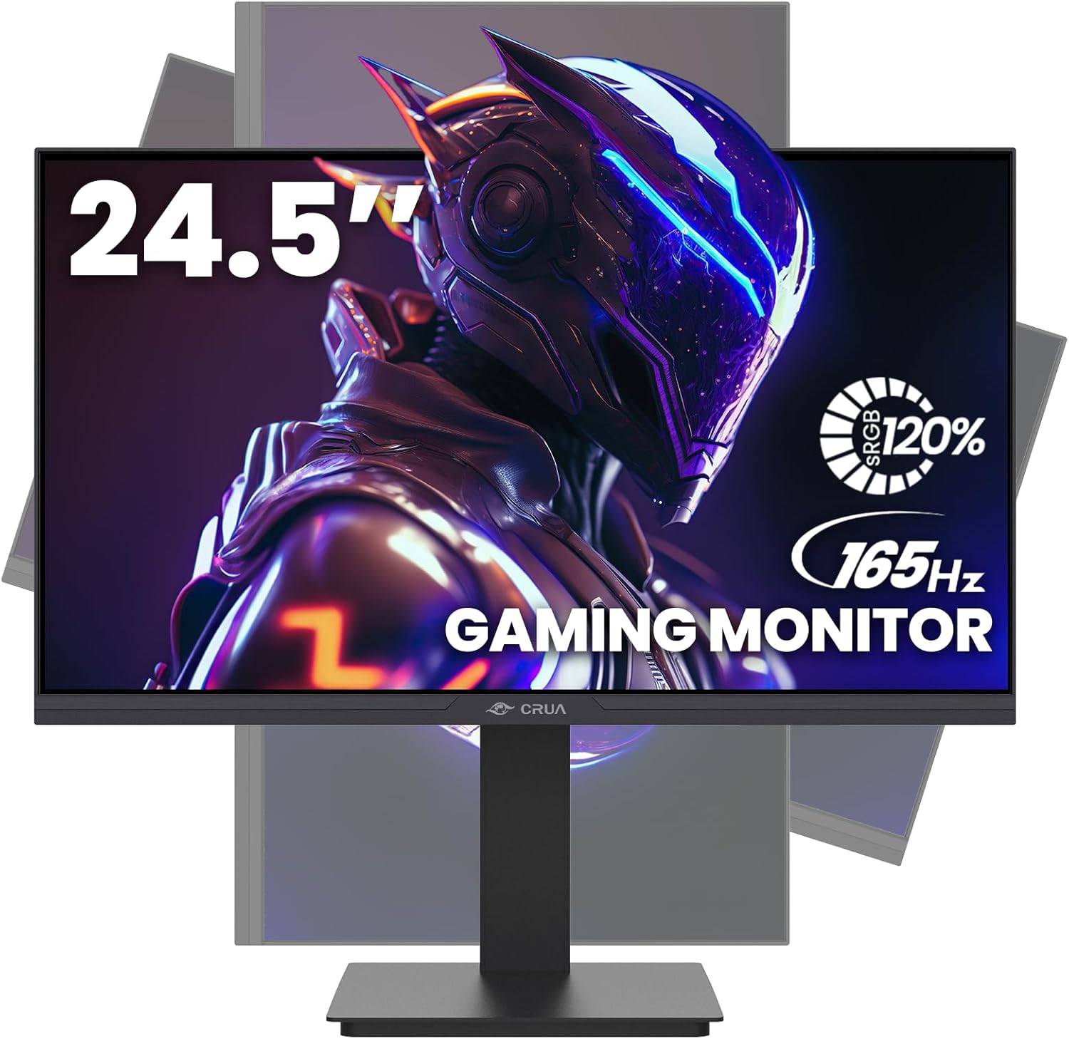 CRUA 24.5Inch Gaming Monitor 144Hz/165Hz, FHD(1920x1080P) 120% sRGB Computer Monitor, Height/Pivot/Swivel/Tilt Adjustable Vertical Monitor, Support FreeSync, DP,HDMI, Wall Mount (75mmX75mm)