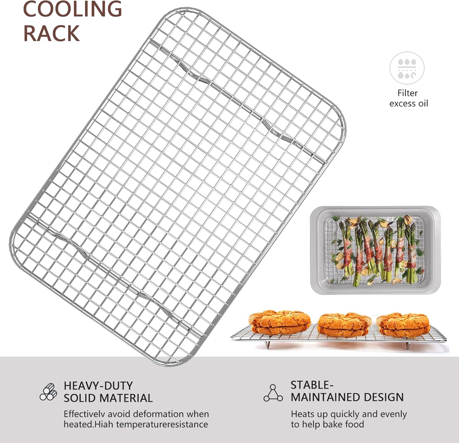 Nonstick Bakeware Set 10 Pcs, Professional Kitchen Bicolor Baking Pans Set with Cookie Sheets, Muffin Pan, Loaf Pan, Cake Pan and Cooling Rack, Dishwasher Safe, 0.8mm Thick Heavy Duty - Image 6