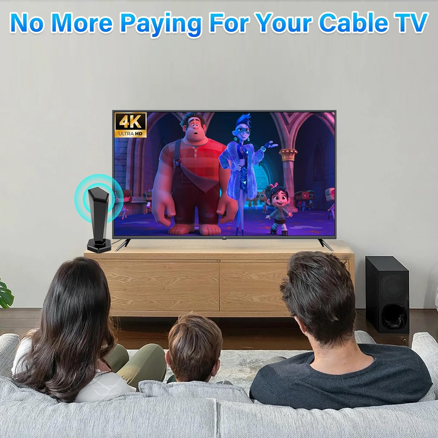 2025 TV Antenna Indoor,450+ Mile Range Digital Antenna for Smart TV,360°&Long Range Reception HDTV Antenna for Local Channels with Strong Magnetic Base Support 8K 4K 1080p All TVs 10FT Coax Cable - Image 3