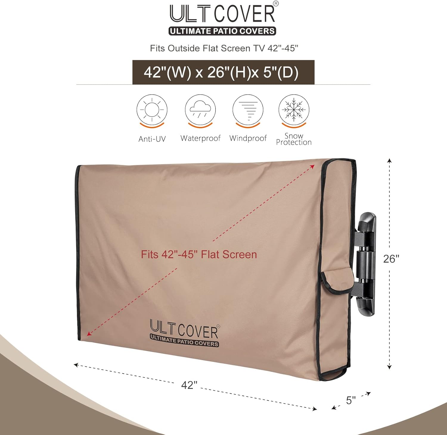 ULTCOVER Waterproof Outdoor TV Cover for 42-45 inch Outside Flat Screen Televisions - Image 2