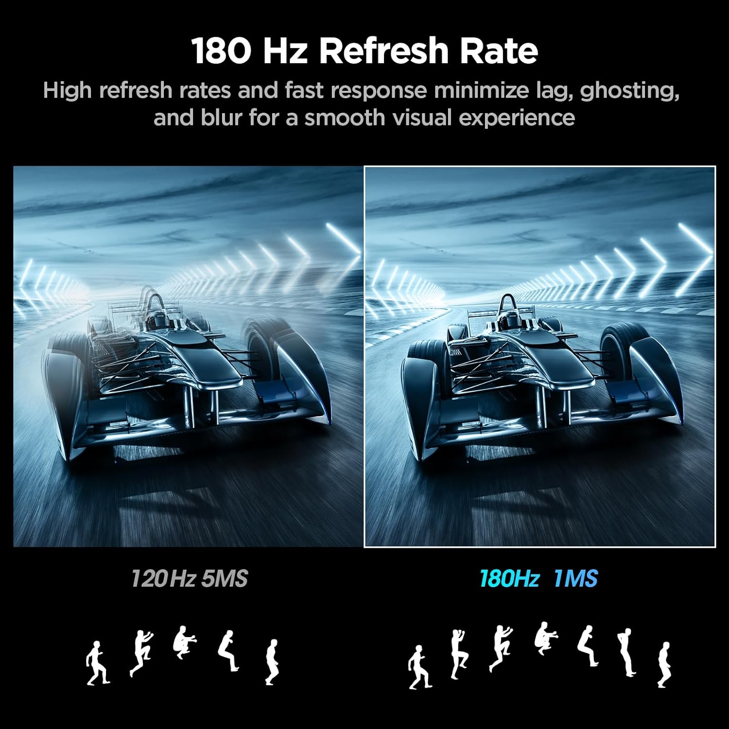 KOORUI 24 inch Curved Gaming Monitor 180Hz FHD 1080P Computer Monitor, 1ms 1500R Display, Adaptive Sync, FreeSync Premium, HDMI 2.0X2 & DP 1.2, VESA, Tilt, 24E6CA - Image 2