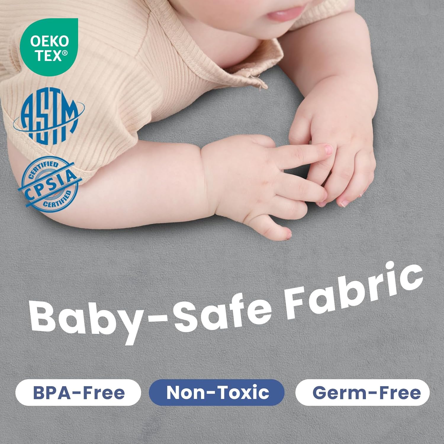 Baby Play Mat for Floor,1.3" Thick Memory foam Tummy Time Mat,Soft Coral Velvet Nursery Rug,Extra Large Non Slip Crawling Mats for Toddlers,Infants,kids,Yoga Mats & Tatami Style for Living Room(Dark Gray) - Image 6