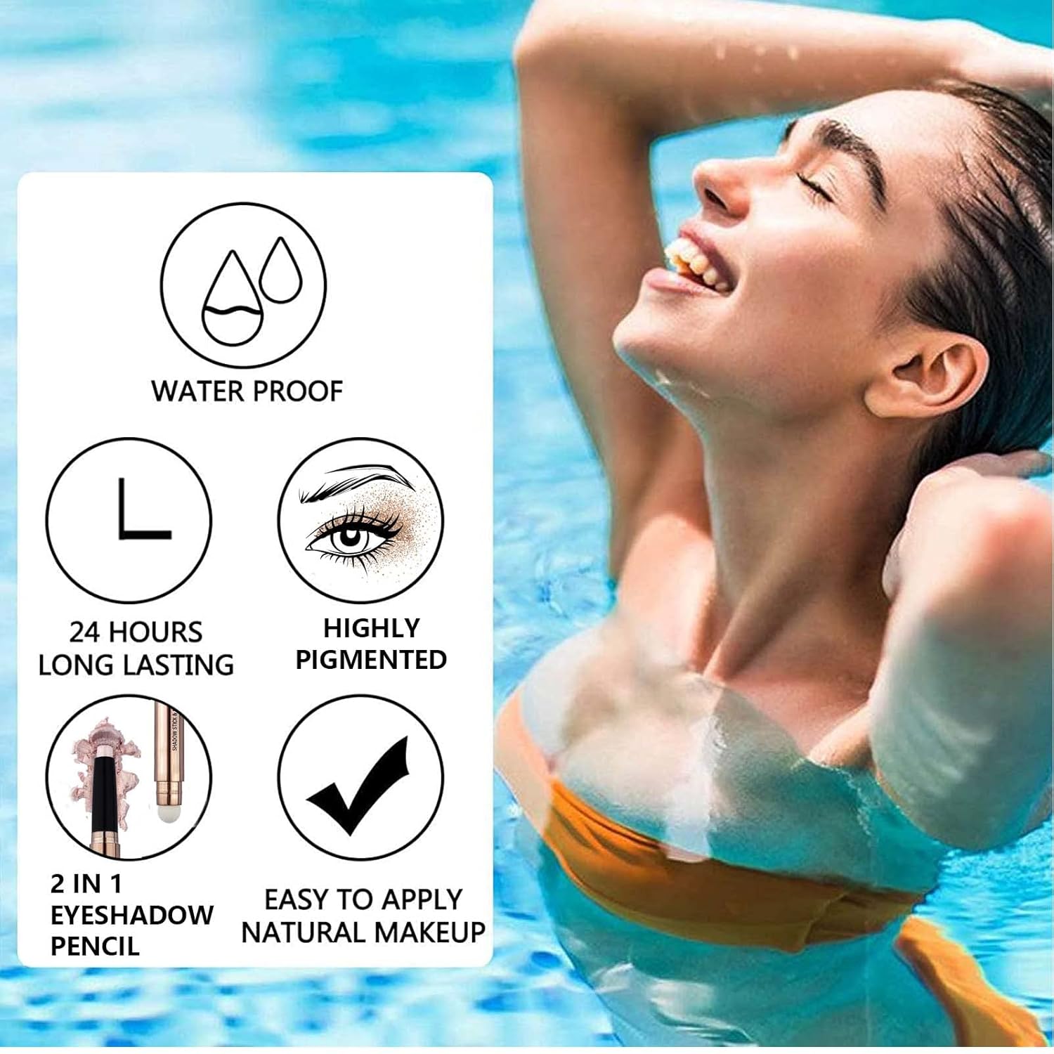 Eyeshadow Stick Eye Shadow Pencil Eye Makeup Cream Shimmer Glitter Smooth Eye Shadow Sticks Nude Matte Korea Palette Primer Crayon Liquid Highlighter Natural Waterproof Long Lasting 02 - Image 4