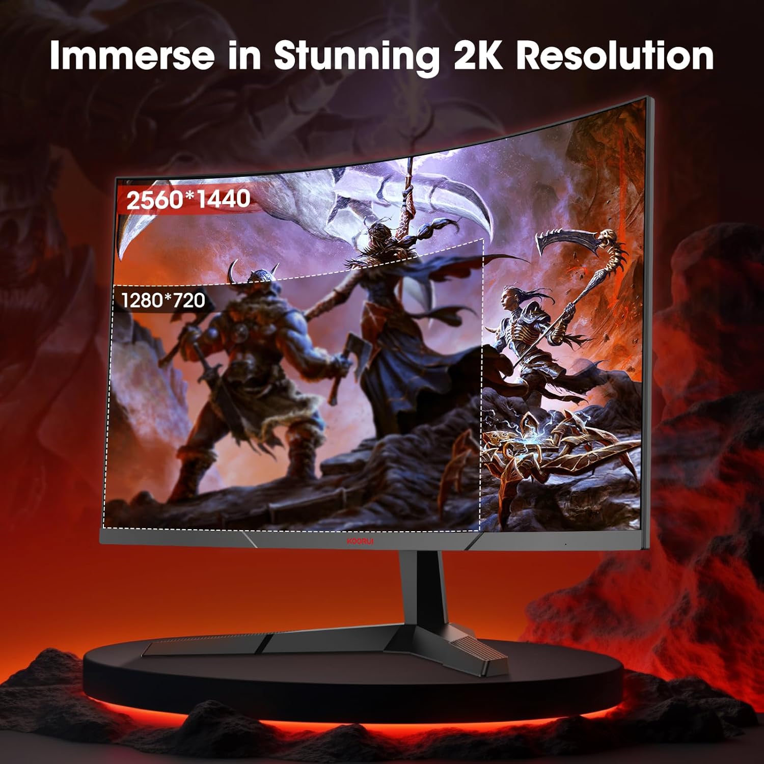 KOORUI 27 Inch Curved Gaming Monitor QHD (2560 x 1440) 180Hz, 1ms 1500R Display, Adaptive Sync, 90% DCI-P3, HDMI 2.0 & DisplayPort 1.4, VESA, Tilt, Eye Care, 27E6QCA - Image 5