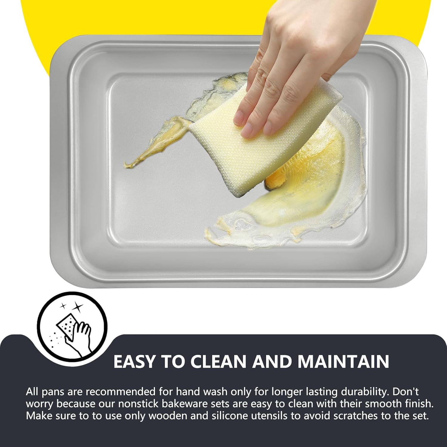 Nonstick Bakeware Set 10 Pcs, Professional Kitchen Bicolor Baking Pans Set with Cookie Sheets, Muffin Pan, Loaf Pan, Cake Pan and Cooling Rack, Dishwasher Safe, 0.8mm Thick Heavy Duty - Image 3