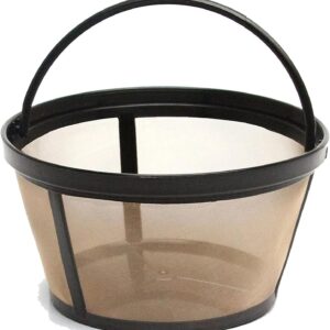 Delibru Gold Toned Reusable 8-12 Cup Basket Coffee Filter fits Mr. Coffee Makers and other Brand Brewers. Permanent Replacement for your Paper Filter, BPA Free