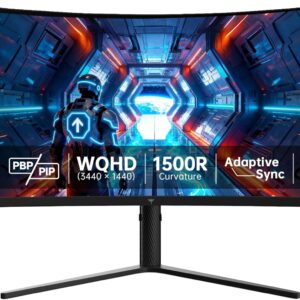 KTC 34 Inch UWQHD Curved Gaming Monitor, 3440×1440 Ultrawide PC Monitor 1500R, 180Hz 21:9 Display, Adaptive Sync, 1ms MPRT, 4000:1 Contrast, Tilt/Swivel/Pivot/Height Adjustment, HDMI2.0 & DP1.4,H34S5