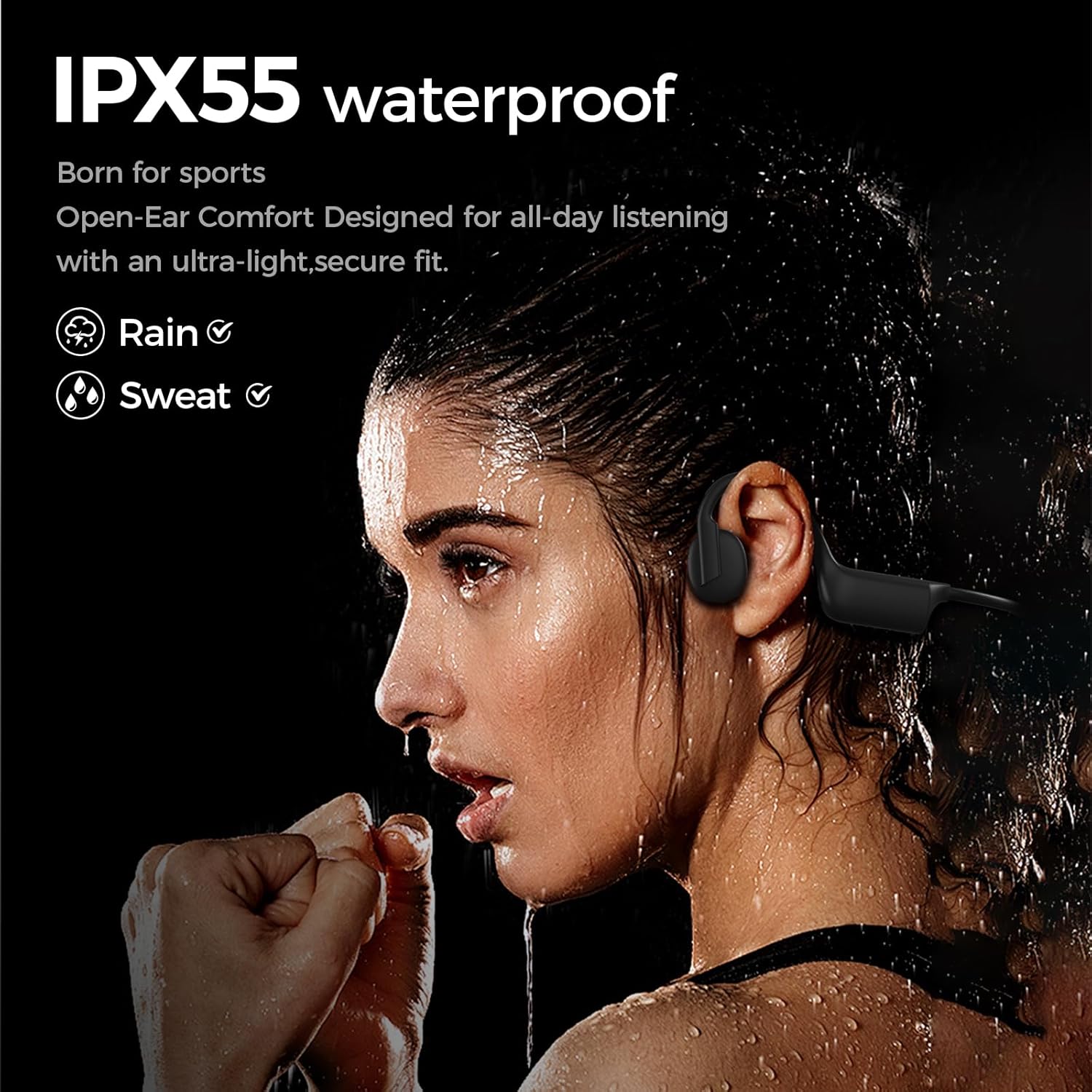 Bone Conduction Headphones, Wireless Bluetooth Open-Ear Sports Headphones with Mic, Type-C Quick Charging Long Battery Life, Upgrade Waterproof Earphones for Running, Walking, Cycling, Workout, Gift - Image 2