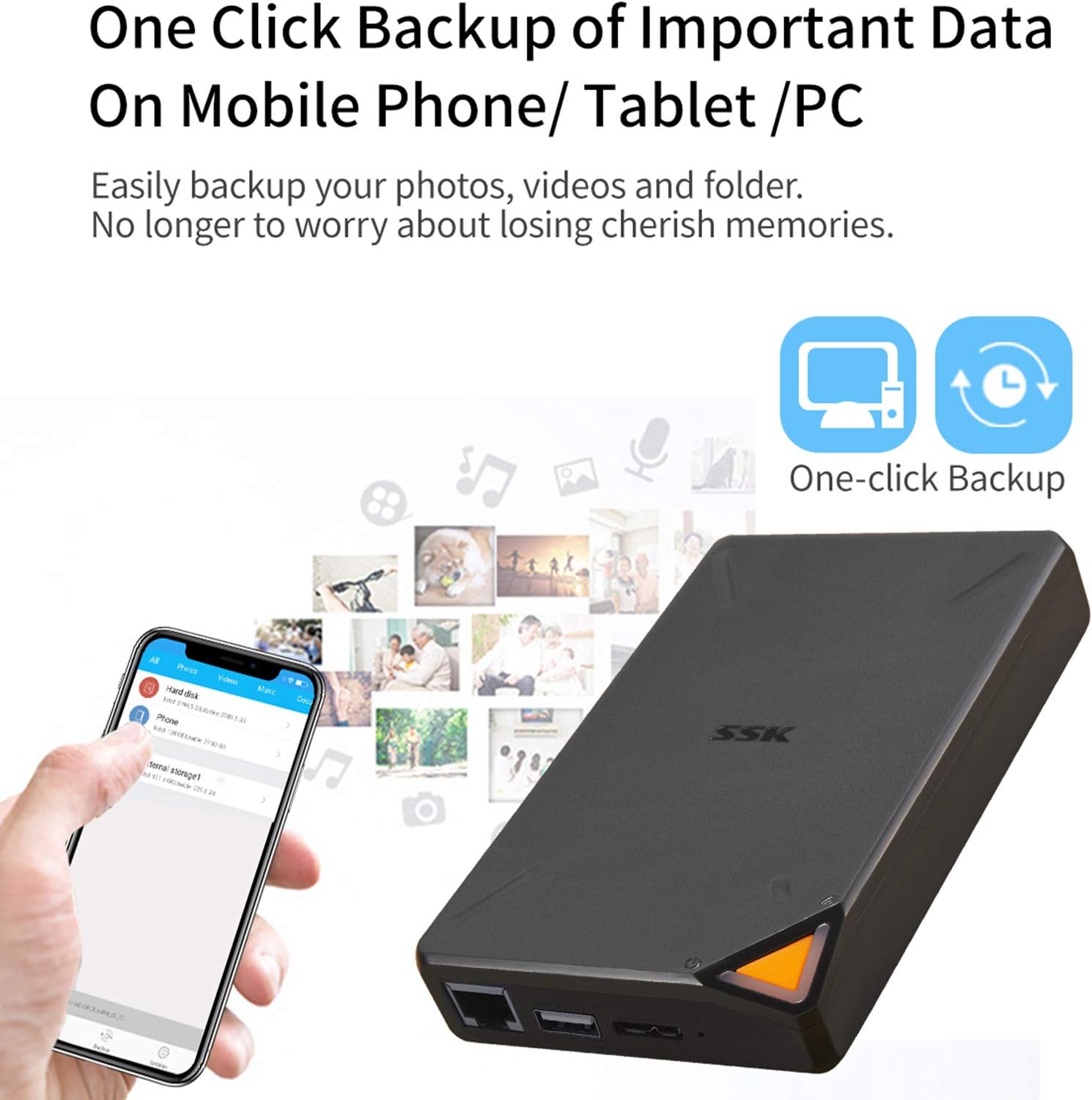 SSK 2TB Portable NAS External Wireless Hard Drive with Own Wi-Fi Hotspot, Personal Cloud Smart Storage Support Auto-Backup, Phone/Tablet PC/Laptop Wireless Remote Access - Image 6