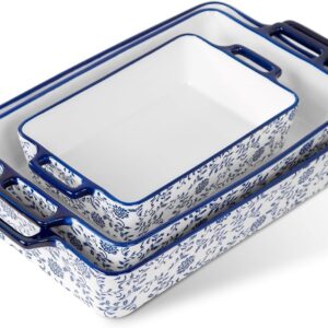 Bakeware Set Ceramic Baking Dish Casserole Dishes for Oven Rectangular Lasagna Pan for Cooking, Kitchen – Microwave Dishwasher Safe – Wedding & House Warming Gift, Set of 3, Blue