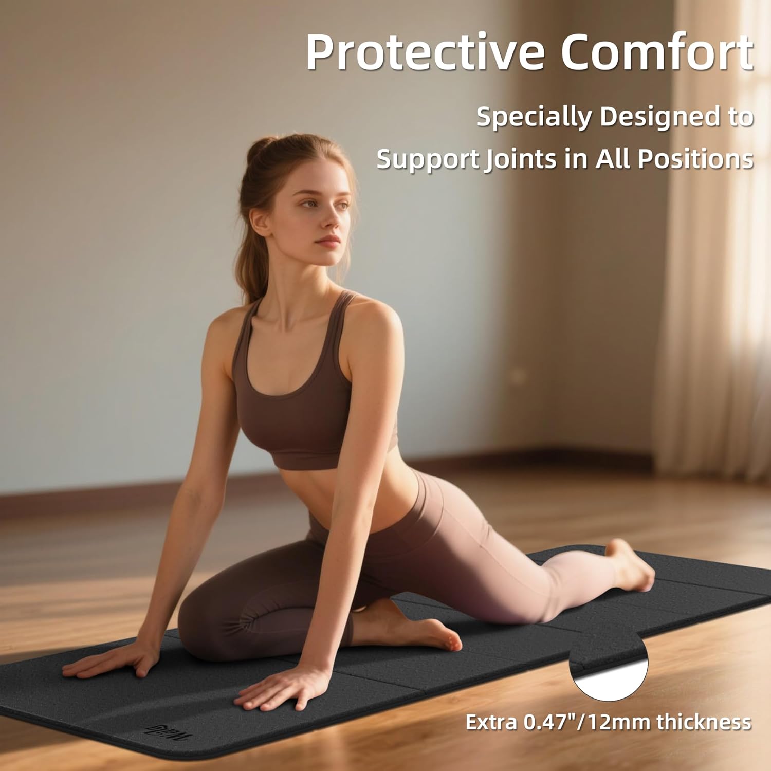 1/2 Inch Extra Thick Yoga Mat Pilates Equipment, 69"x24" Odorless Workout Mats for Home Gym, Non-slip Exercise Mats for Women Men Home Workout, Foldable Yoga Mats for Travel Camping Sleeping - Image 3