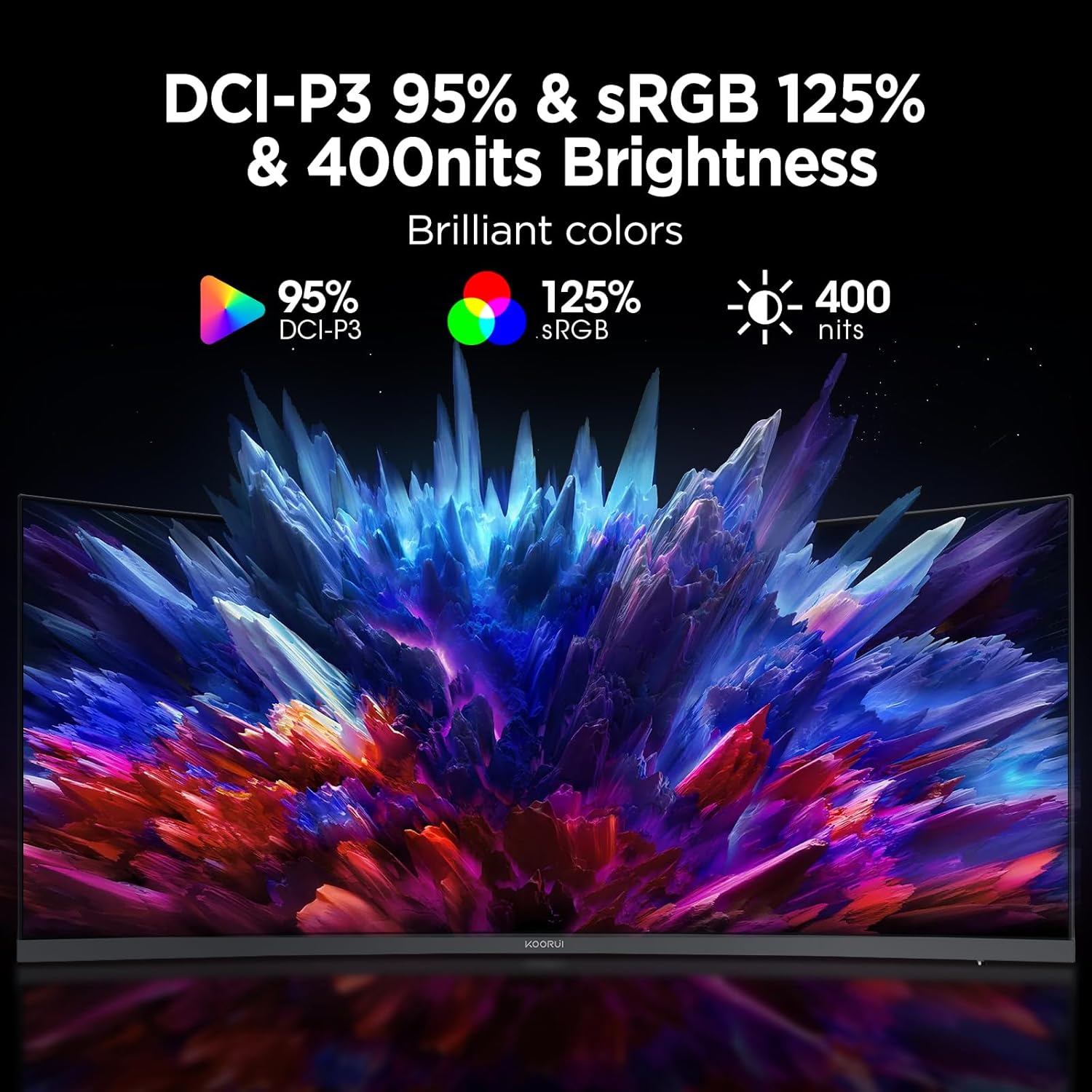 KOORUI 34-inch Curved Ultrawide WQHD 3440×1440 Gaming Monitor, 180Hz 1000R- PIP/PBP, 1ms(MPRT), HDR400, DCI-P3 95%, FreeSync Premium, 1 x DP 1.4 & 2 x HDMI 2.0, Tilt Height Swivel Adjustment, 34E6UC - Image 3