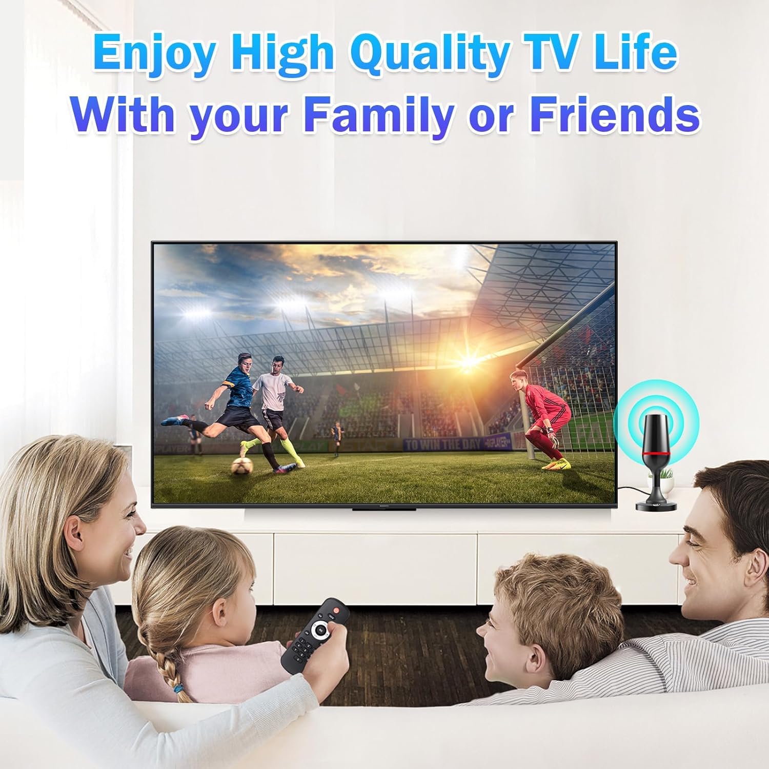 Digital TV Antenna for Smart Tv Indoor TV Antenna for Tv Without Cable with Strong Magnetic Base, 360° Reception HD Antenna for TV Indoor 4k -10FT Long Cables(Red-V15712 - Image 8