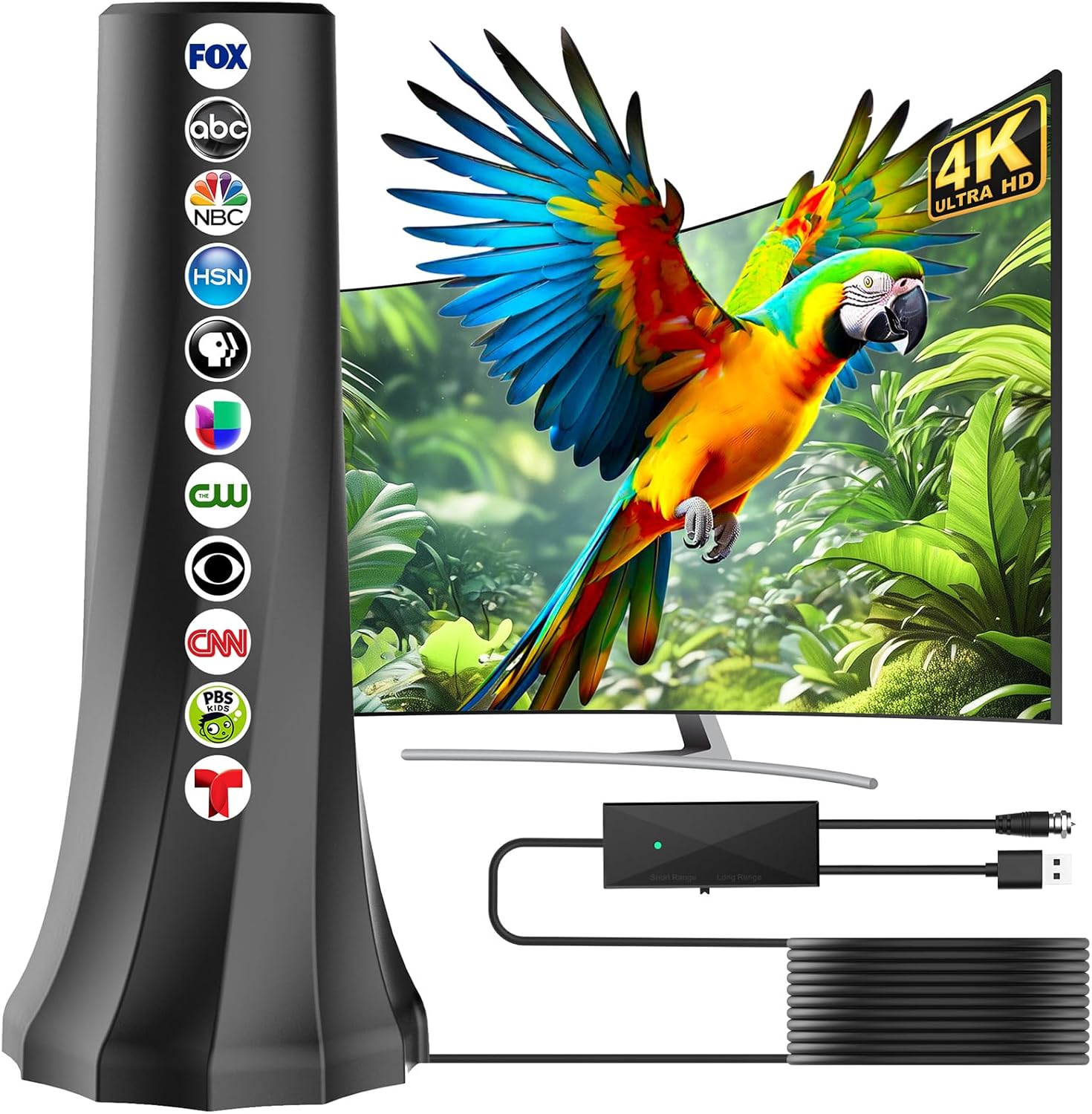 2025 TV Antenna,Antenna for Smart TV with 360° Signal Booster Reception,HD Antenna for Local Channels 2500+ Miles Range,Digital Antenna Indoor Supports 4K 8K 1080p TVs-Portable Antena 25FT Coax Cable