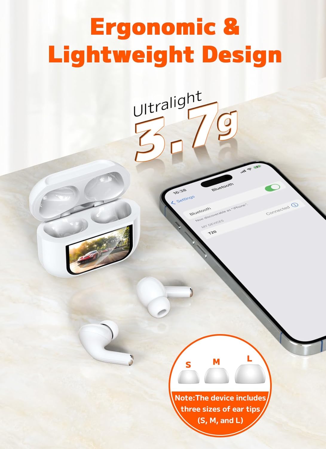 Wireless Earbuds, Bluetooth 5.4 Ear Buds with Smart Touchscreen Case, ENC Noise Cancelling Headphones with 48H Playtime, Bass Stereo Sound, Compatible with iPhone Air/17/16/15/14/Android, Pad - Image 7
