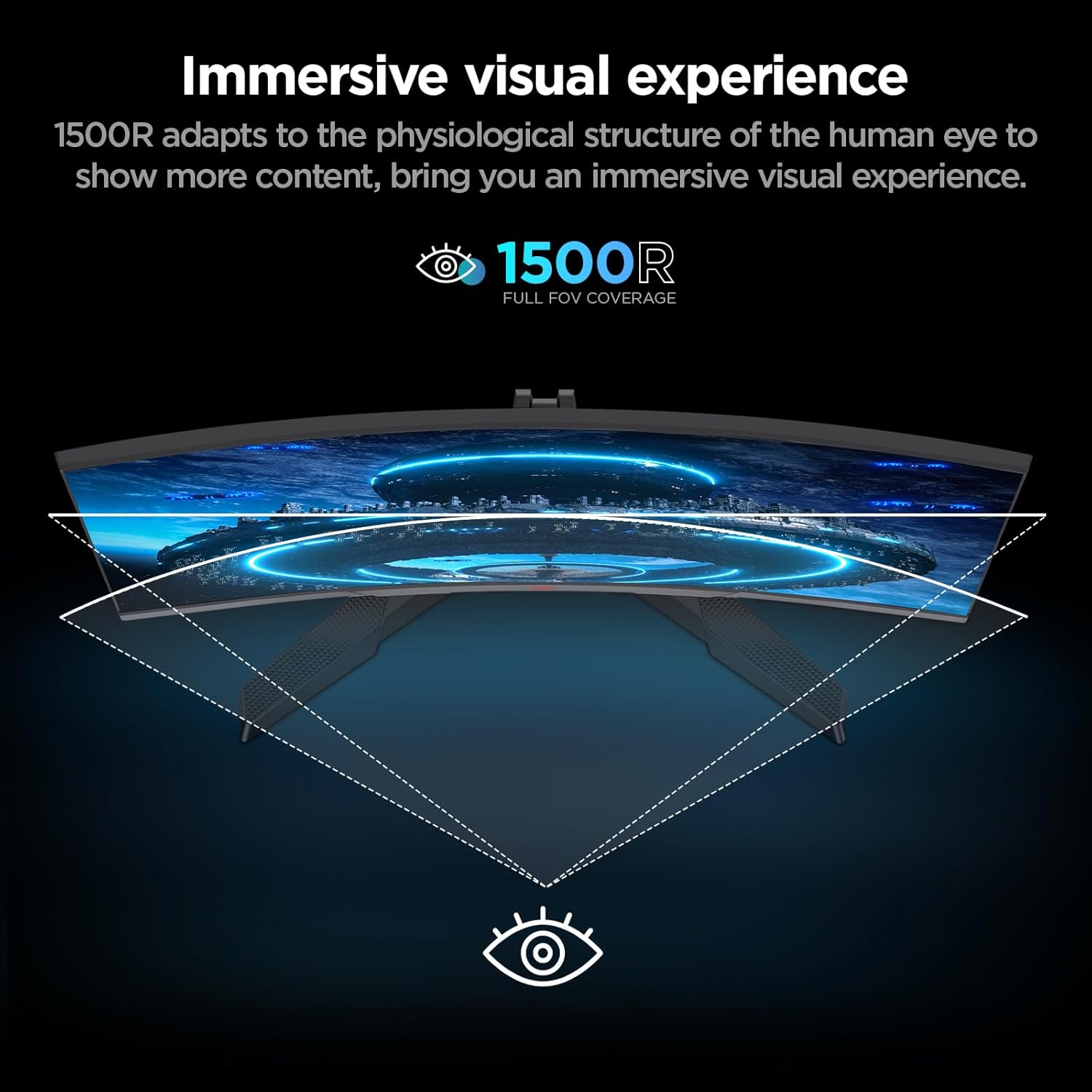 KOORUI 24 inch Curved Gaming Monitor 180Hz FHD 1080P Computer Monitor, 1ms 1500R Display, Adaptive Sync, FreeSync Premium, HDMI 2.0X2 & DP 1.2, VESA, Tilt, 24E6CA - Image 3