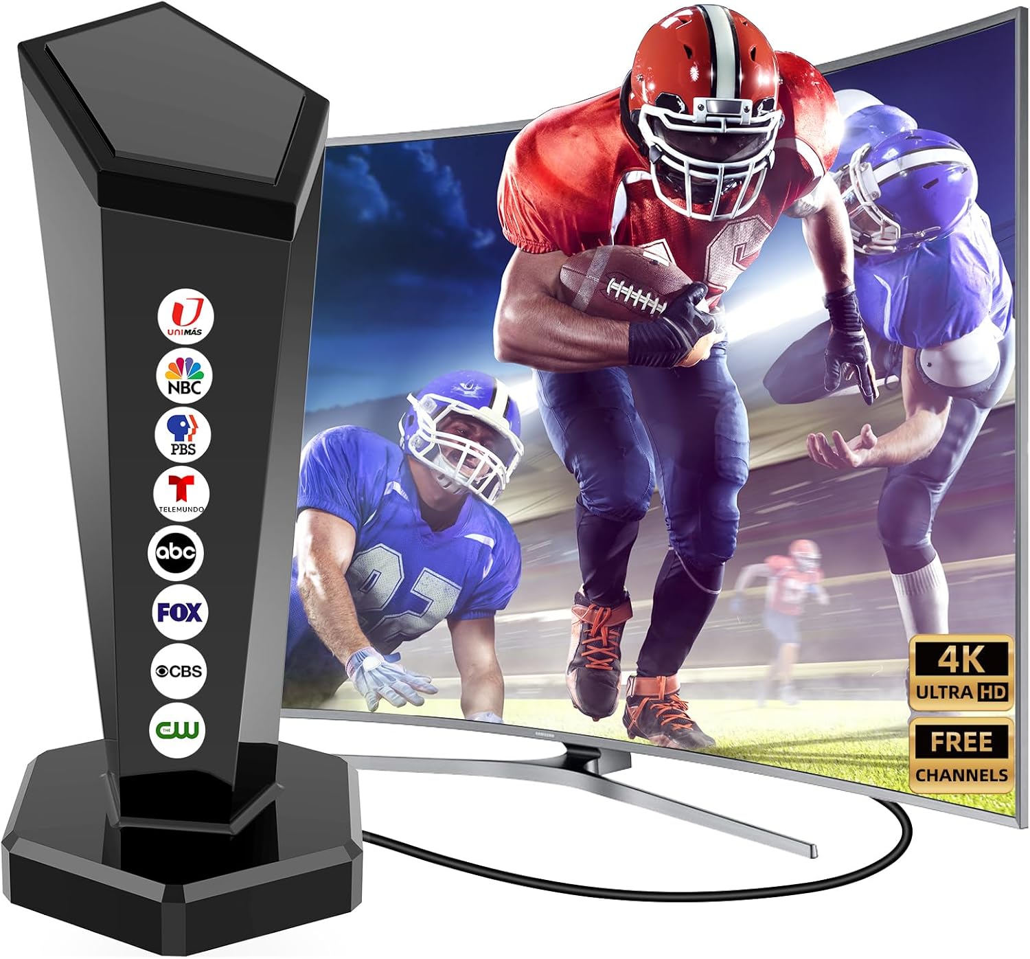 2025 TV Antenna Indoor,450+ Mile Range Digital Antenna for Smart TV,360°&Long Range Reception HDTV Antenna for Local Channels with Strong Magnetic Base Support 8K 4K 1080p All TVs 10FT Coax Cable - Image 7