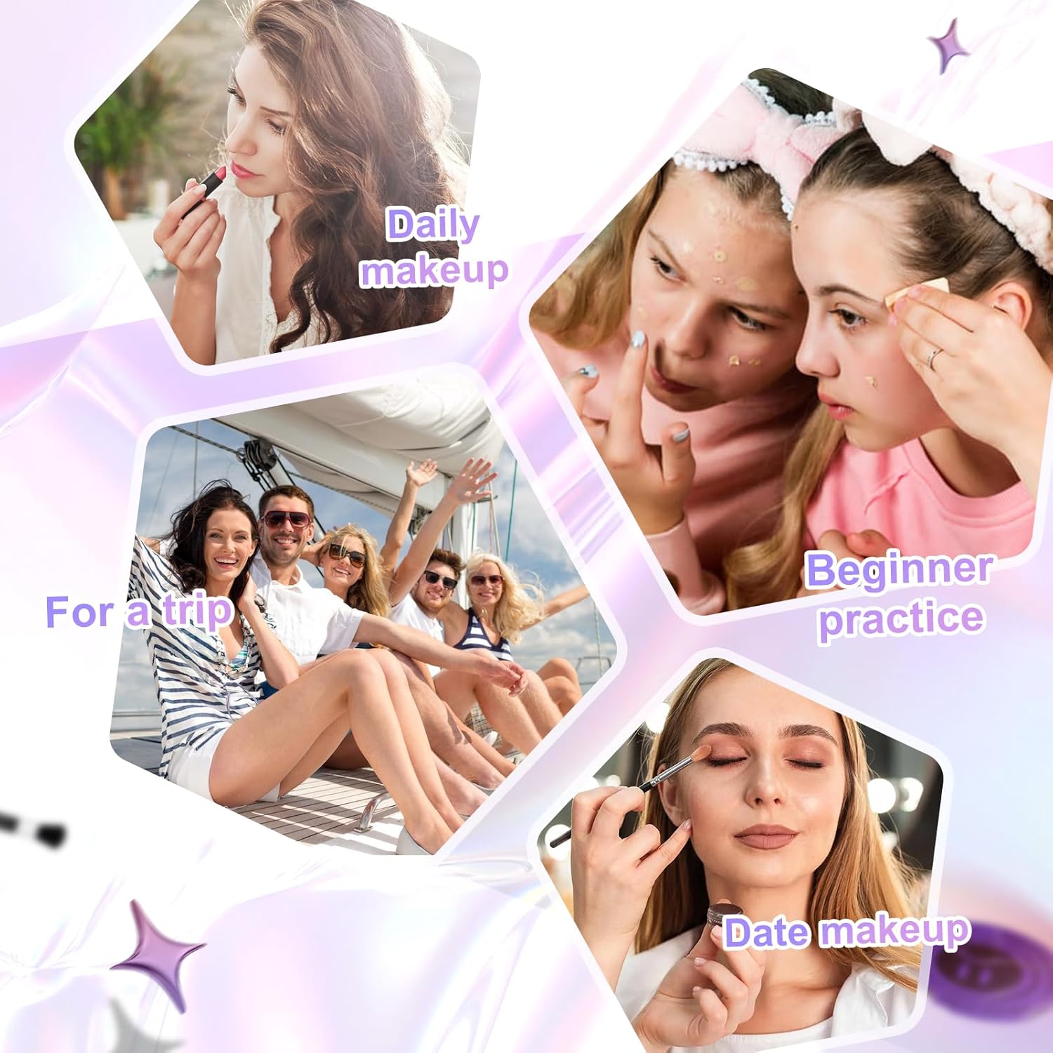 Color Nymph Travel Makeup Palette with Mulit-Colors Eyeshadows,Concealer, Body Glitter,Lip Glosses,Blush,Highlighter,Makeup Applicators And Mirror - Image 4