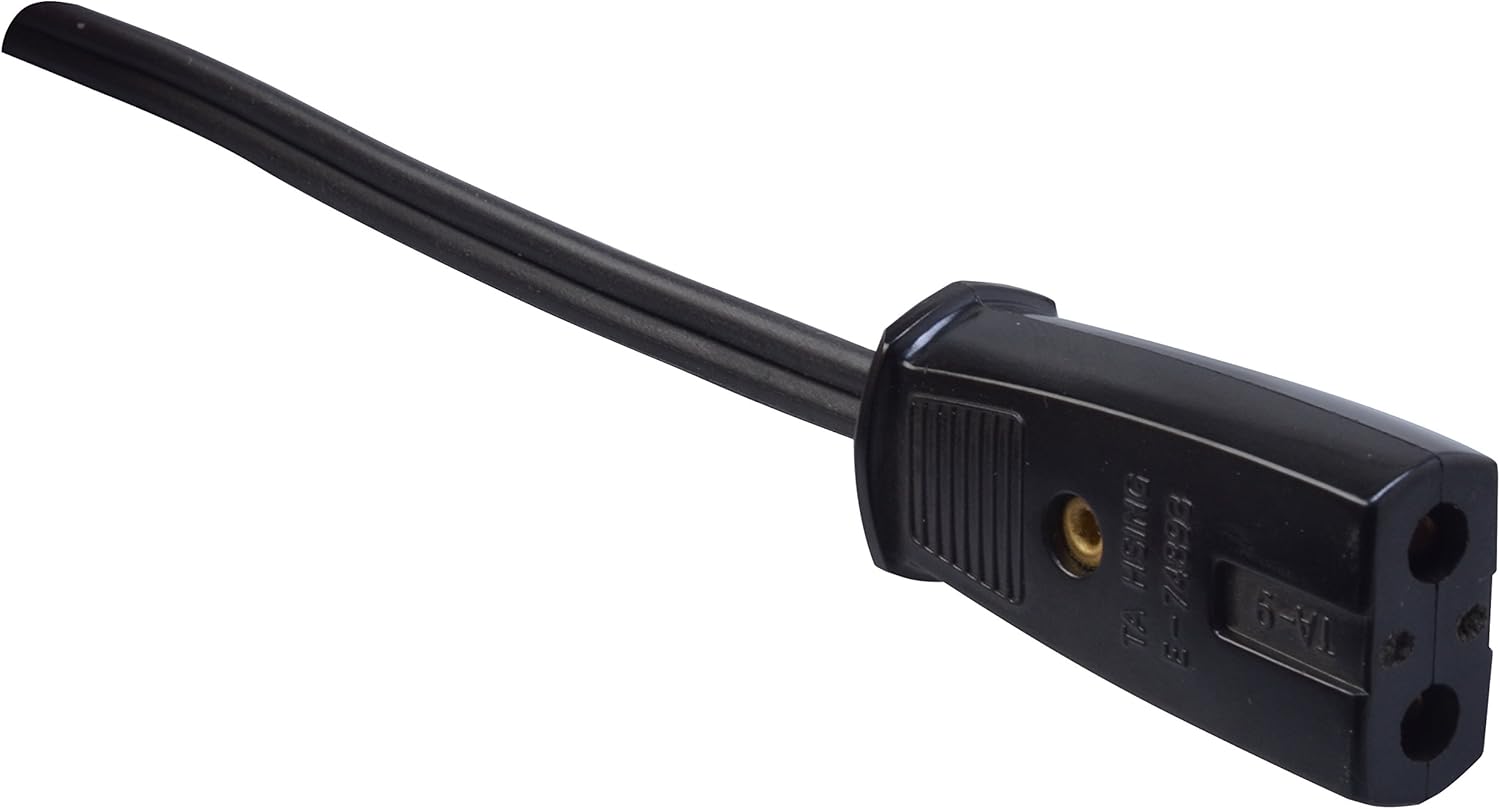 Southwire Appliance Cord with Mini Plug - Designed for Countertop Kitchen Appliances - Polarized Slotted Connectors - Black - 2 Foot - HPN 18/2 Replacement Extension - Image 2