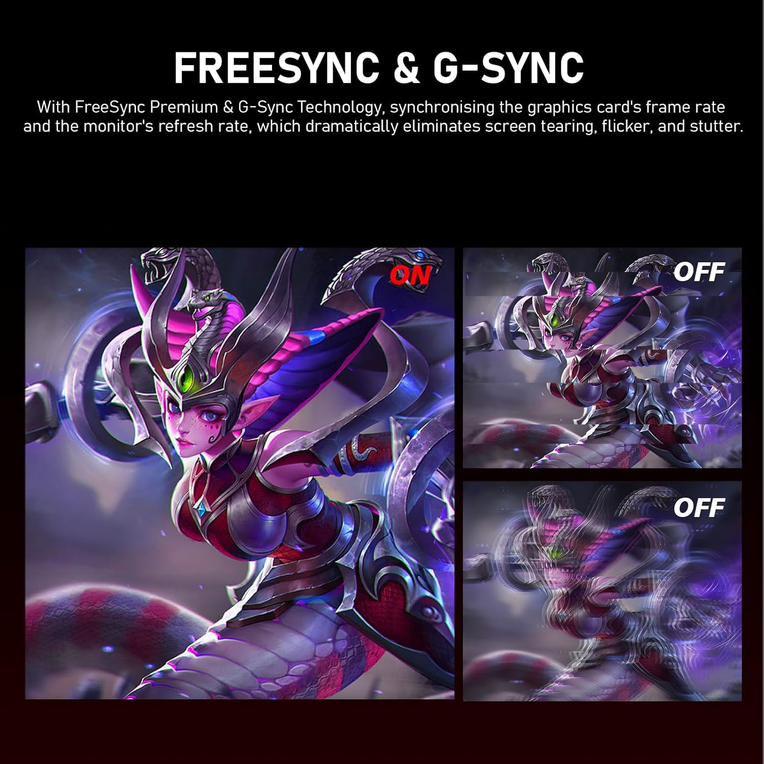 Gawfolk 27 inch 2K QHD(2560×1440) PC Screen, 165Hz Gaming Monitor, 1ms Without Bezel, FreeSync,98% sRGB, 178° Wide Viewing Angle,Display 1.4、Port HDMI2.0, Wall Mount Compatible 75 * 75MM- Black - Image 4