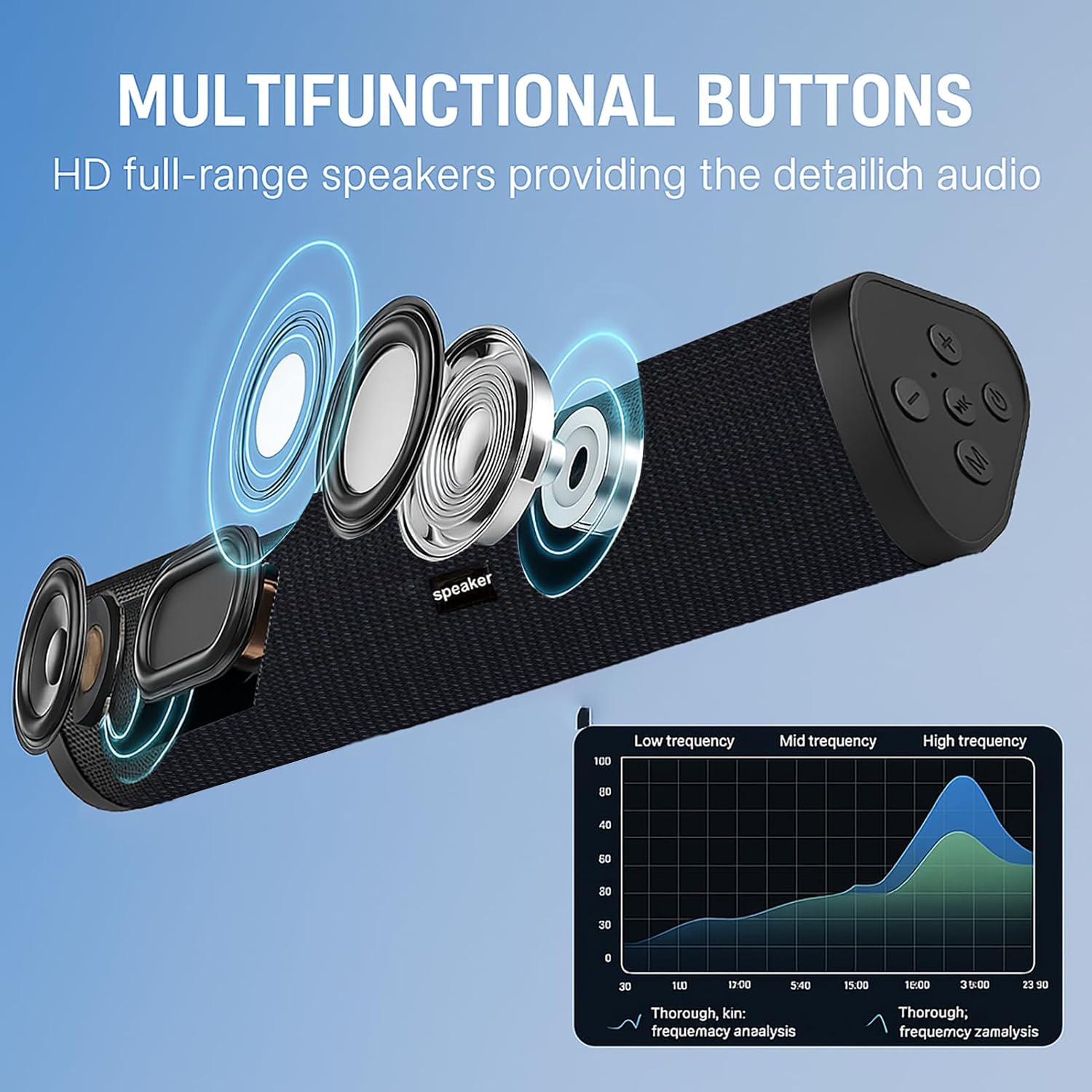 Portable Bluetooth Speaker Wireless Sound Bar, Home Theater Speaker System Compatible for PC, Laptop, Smartphones - Image 6