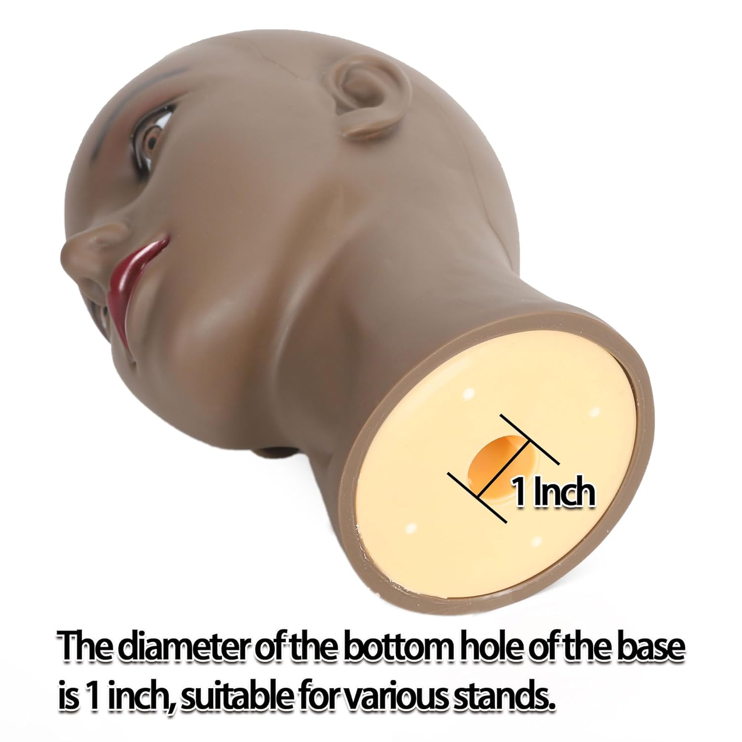 Bald Female Mannequin Head Makeup Training Head Wig Head Professional Cosmetology for Wig Making and Display Hat Helmet Glasses Display Head Model with Free Clamp Stand - Image 7