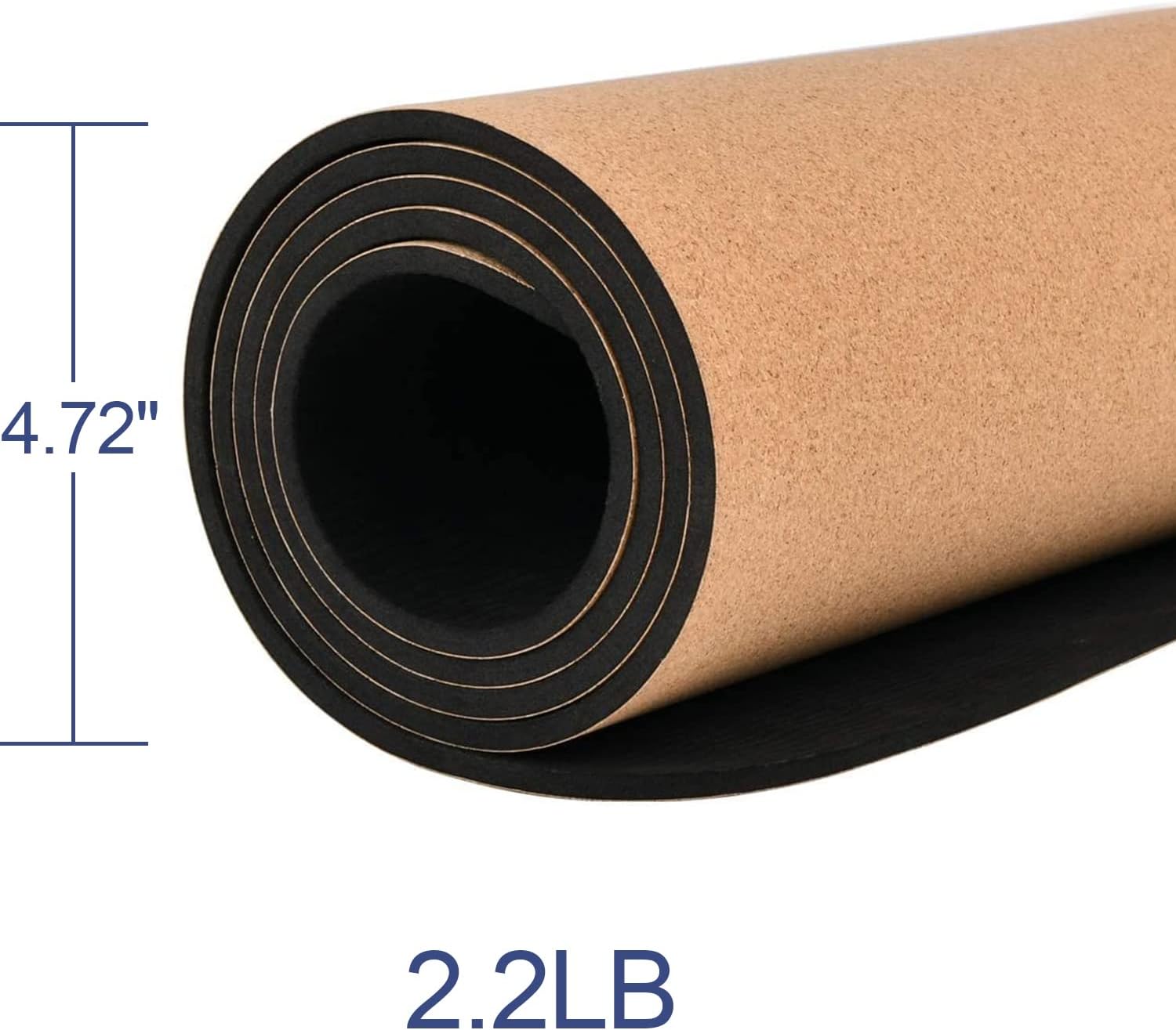 Numat Cork Yoga Mat 6mm (1/4 inch) Thick 72 x 24 in, Sweatproof NonSlip Eco-friendly, Lightweight TPE foam with Alignment Lines, Great for Hot Yoga, Pilates, Gym and Exercise, Black Carrying Bag w. Strap Included - Image 5