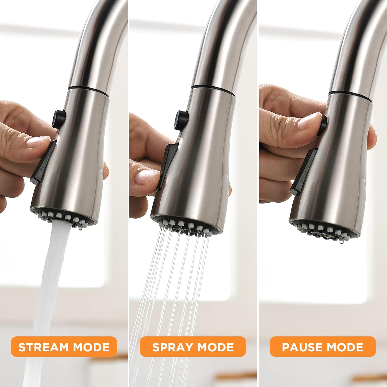 Kitchen Faucet with Pull Down Sprayer Brushed Nickel for Kitchen Sink High Arc Single Hole Deck Mount Single Handle Faucets Stainless Steel llaves para fregaderos de cocina - Image 2