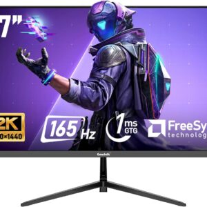 Gawfolk 27 inch 2K QHD(2560×1440) PC Screen, 165Hz Gaming Monitor, 1ms Without Bezel, FreeSync,98% sRGB, 178° Wide Viewing Angle,Display 1.4、Port HDMI2.0, Wall Mount Compatible 75 * 75MM- Black