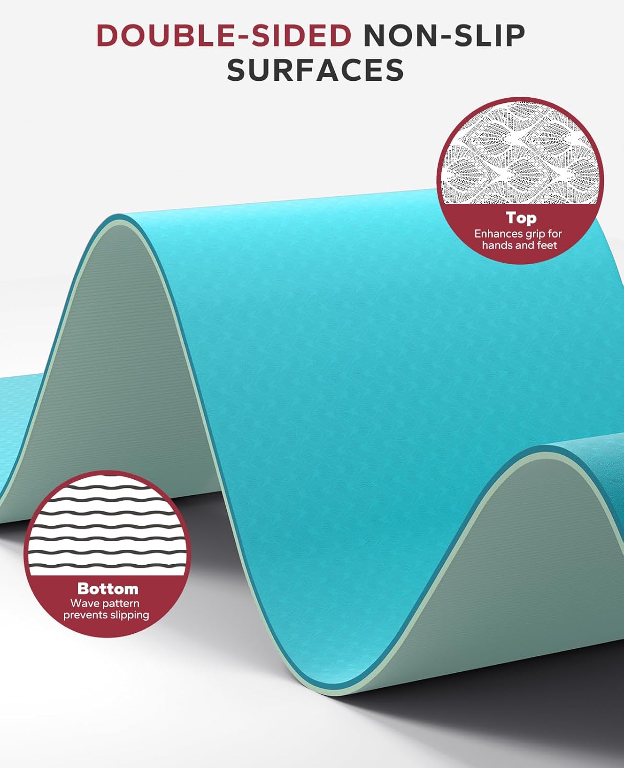 HAPBEAR Large Yoga Mat - 72"x36"x6mm (1/4 inch), Extra Wide Non-Slip Exercise Mat for Home Workout, Yoga, Pilates & Stretching, Durable & Eco-Friendly, Includes Bonus Resistance Bands & Carry Bag - Image 3