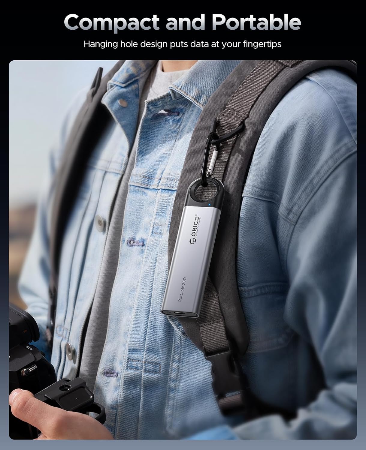 ORICO 1TB External SSD Up to 1050MB/s, Hanging Hole Design Portable Solid State Drive, USB C&A 2 in 1 Cable, Reliable Storage for Type-C Smartphone, Tablets, Laptops - C10 - Image 2