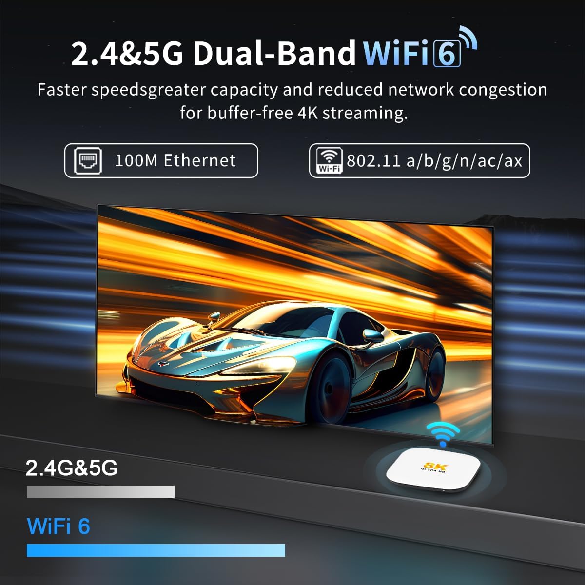 Android 14 TV Box 2025, LEFFOT M2 Plus 4K UHD Streaming Device for TV, with Google Play, Voice Remote, 2.4G&5G WiFi 6, BT 5.4, HDR10, 3D, Smart TV Box for Home TV Netflix YouTube (4GB-128GB) - Image 5